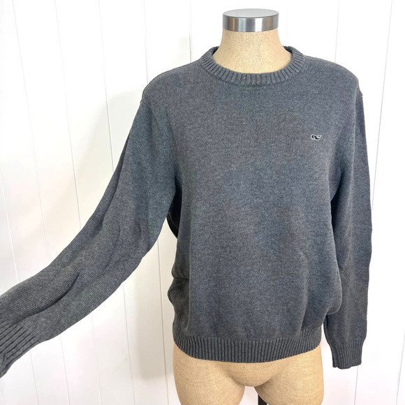Vineyard Vines Gray Crew Neck 100% Cotton Sweater SZ S - Picture 2 of 8
